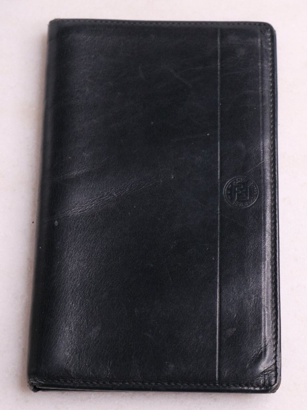 Vintage Fendi S.A.S. Roma Black Leather Checkbook Cover / Long Wallet